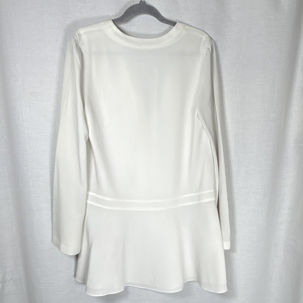 Elizabeth and James White V-Neck Long Sleeve Peplum Mini Dress, Size 10 - Picture 6 of 11